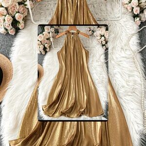 Stunning Gold Backless Dress